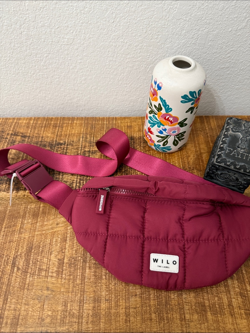 WILO Quilted Wine Red Crossbody Fanny Pack